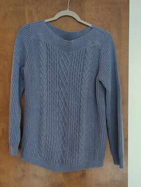 Tommy Hilfiger Light Blue Cable-Knit Crewneck Sweater Small